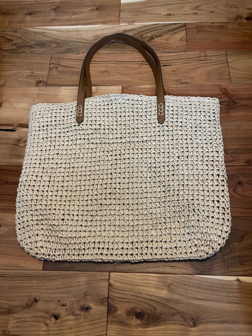 Style & Co. Pineapple Print Straw Tote with Brown Handles - Picture 3 of 5
